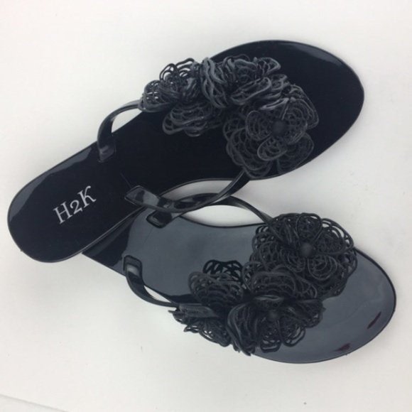 Black Jelly Flip Flops for Women - Picture 1 of 1
